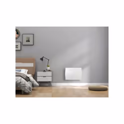 Radiateur  électrique fixe a inertie seche céramique 1000W OCEANIC Rubis - Façade verre - Blanc - NF