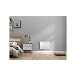 Radiateur  électrique fixe a inertie seche céramique 1000W OCEANIC Rubis - Façade verre - Blanc - NF