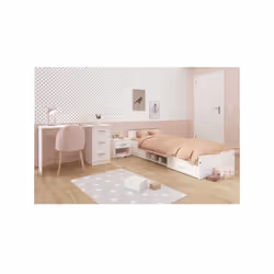 Chambre enfant complete 3 pieces - Lit pour couchage 90x200 cm avec 2 tiroirs de rangement et 1 niche - Livré sans sommier ni ...