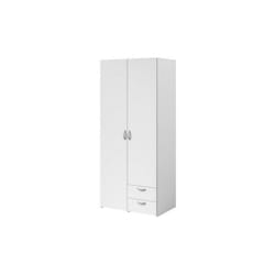 Armoire varia - Décor blanc - 2 portes battantes + 2 tiroirs - l 81 cm x h 185 x p 51 cm Parisot
