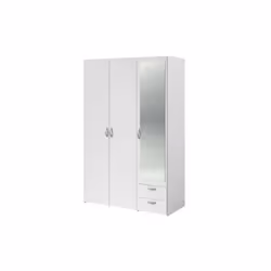 Armoire VARIA - Décor blanc - 3 portes battantes + miroir + 2 tiroirs - L 120 x H 185 x P 51 cm - PARISOT
