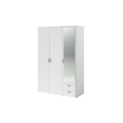 Armoire VARIA - Décor blanc - 3 portes battantes + miroir + 2 tiroirs - L 120 x H 185 x P 51 cm - PARISOT