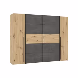 L'armoire NARAGO est un meuble de chambre en bois robuste, composé de 2 portes battantes et 2 portes coulissantes offrant une ...