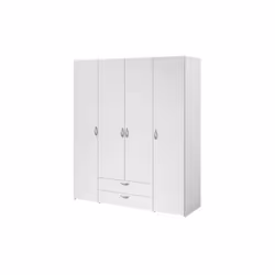 PARISOT Armoire de chambre 4 portes battantes + 2 tiroirs - Aménagement intérieur : une penderie a gauche et a droite avec 1  ...