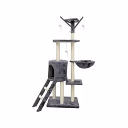Moyen arbre a chat JIPSY avec niche et souris - ALC11 - Couleur : gris - Dimensions : 79 x 34 x 138 cm - Structure : 3 platef ...