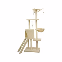 Moyen arbre a chat avec niche et souris - ALC12 - Couleur : beige - Dimensions : 79 x 34 x 138 cm - Structure : 3 plateformes ...