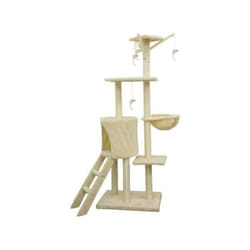Jipsy Arbre a chat beige 79 x 34 x 138 cm - 3 plateformes, 1 perchoir, 1 niche, 1 escalier, poteaux a griffer