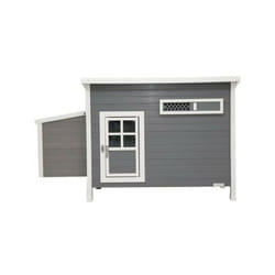 Poulailler Barney Plastique 2-4 poules - 137x73x83 cm - Gris et blanc - 60% pvc 40% bois - Kerbl