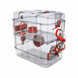 Habitat évolutif pour hamster, gerbille, souris sur 2 niveaux - Equipements : 1 roue, 5 tubes coudés, 1 biberon, 1 gamelle, 1 ...