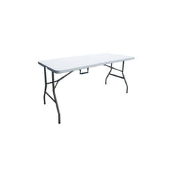 Sans Marque - Table de réception pliante 6 personnes - 150 cm - Structure acier et plateau en polyéthylene pehd - Blanc