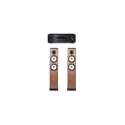 Amplificateur Yamaha R-S202D Noir + Paire d'enceintes colonne Cabasse Jersey MT32/2 Noyer