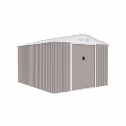 DESCRIPTION GÉNÉRALE Abri de jardin en acier galvanisé avec kit d'ancrage inclus. Couleur taupe, avec 2 portes coulissantes e ...
