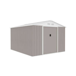 Abri de jardin en métal 8,84 m² - 277 x 319 x 202 cm - uranus - Kit d'ancrage inclus, 2 portes coulissantes - Taupe