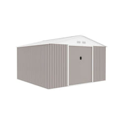 Abri de jardin en métal 10,85 m² - 340 x 319 x 210 cm - jupiter - Kit d'ancrage inclus, 2 portes coulissantes - Taupe