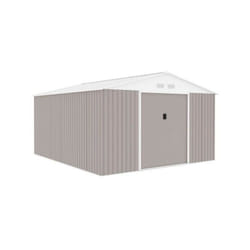 Abri de jardin en métal 12,99 m² - 340 x 382 x 210 cm - neptune - Kit d'ancrage inclus, 2 portes coulissantes - Taupe