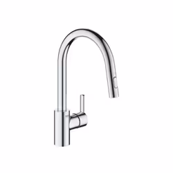 Bec haut - Monotrou sur plage - Hauteur sous bec : 188 mm Douchette extractible 2 jets - Inverseur: jet laminaire / jet de pl ...
