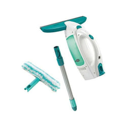 Leifheit - Raclette - Lave Vitre Electrique - Nettoyeur Aspirateur a vitres avec manche et mouilleur Dry & Clean 51003, set pour un nettoyage sans