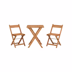 Set bistrot en bois d'acacia FSC - Composé d'une table carrée et de 2 chaises pliables -Idéal pour une pause au jardin ou un  ...