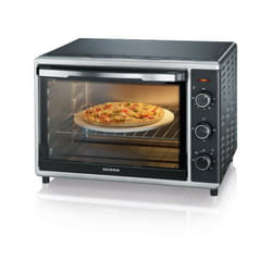 Severin - Mini Four Electrique chaleur TO2058 tournante 42 l, pierre a pizza et tournebroche, Four posable 1 800 w, Minuteur 120 min, Noir/In
