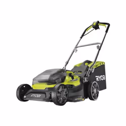 La tondeuse hybride RYOBI 36V LithiumPlus coupe 37cm est équipée de 2 batteries 5,0 Ah et d'un chargeur rapide RY18LMH37A-250 ...