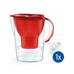 Brita - Carafe filtrante Marella Rouge - Capacité 2,4L dont 1,4L d'eau filtrée - 1 Cartouche Maxtra Pro All-In-1 incluse