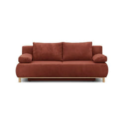 Banquette convertible 3 places MIKA - Velours côtelé Terracotta - Coffre de rangement - L 192 x H 84 x P 93 cm