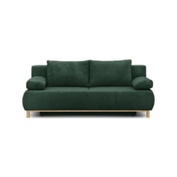 Banquette convertible 3 places mika - Velours côtelé Vert foret - Coffre de rangement - l 192 x h 84 x p 93 cm