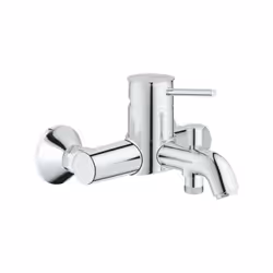 Ce mitigeur monocommande mural pour bain et douche de la marque GROHE est en métal chromé. Il possede une profondeur de 191 m ...