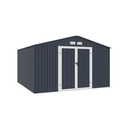 Sans Marque - Abri de jardin en métal 10,85 m2 - 340 x 319 x 210 - lunex - Kit d'ancrage inclus, 2 portes battantes - Gris