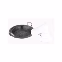 Tajine 30 cm avec couvercle - base en acier inoxydable - couvercle blanc en céramique - anses en inox - intérieur revetement  ...