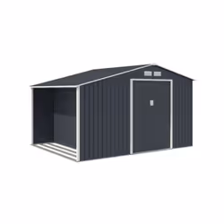 Cet abri de jardin en acier galvanisé de 8,72 m² avec kit d'ancrage inclus est idéal pour stocker vos outils et mobilier de j ...