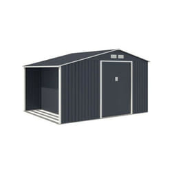 Abri de jardin en métal et abri bûches 8,72 m² - 342 x 255 x 202 - nova - Kit d'ancrage inclus, 2 portes coulissantes - Gris