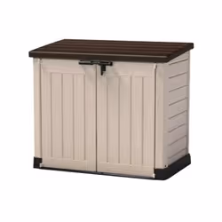 Ce coffre de jardin en résine de 1200L avec toit plat est idéal pour ranger vos poubelles ou votre vélo. Sa structure en poly ...