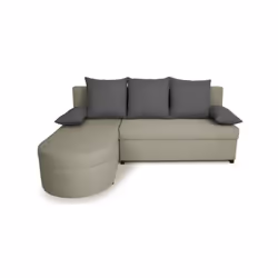 Le canapé d'angle convertible réversible Jen en tissu gris 100% polyester est doté d'une structure en bois massif pins et het ...
