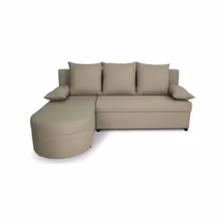 Canapé d'angle convertible réversible Jen en tissu beige. Structure en bois massif pins et hetre, panneaux de particules et c ...
