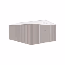 Abri de jardin en acier galvanisé avec kit d'ancrage inclus - 15.16m² - avec 2 portes coulissantes et une serrure - Taupe