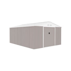 Abri de jardin en métal 15,16 m² - 340 x 446 x 210 - saturne - Kit d'ancrage inclus, 2 portes coulissantes - Taupe