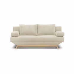 Banquette convertible 3 places TEIJO en velours côtelé beige avec coffre de rangement. Style et design contemporain. Dimensio ...