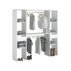 Kit dressing artic ekipa - Décor mélaminé blanc - 2 penderies + 2 tiroirs - L176 x P40 x H180 cm -Fabriqué en France