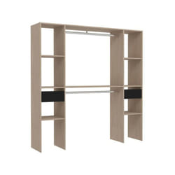 Kit dressing artic ekipa - Décor mélaminé chene jackson et noir - 2 penderies + 2 tiroirs - L176 x P40 x H180 cm -Fabriqué e
