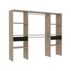 Kit dressing artic ekipa - Décor mélaminé chene jackson et noir - 2 penderies + 2 tiroirs- L220 x P40 x H180 cm -Fabriqué en