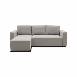 Canapé d'angle convertible 3 a 4 places, réversible, avec coffre de rangement en tissu beige. Dimensions : L224 x P155 x H71/ ...