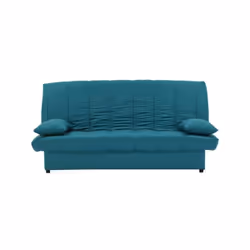 Banquette clic clac MILA 100% coton bleu canard. Coffre de rangement intégré. Dimensions du couchage : 125 x 190 cm. Déhoussa ...