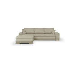 Canapé d'angle convertible réversible + coffre de rangement - Tissu Beige - l 289 x p 94/188 x h 88 cm - indian
