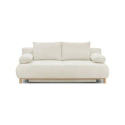 Banquette convertible 3 places mika - Tissu Bouclette beige - Coffre de rangement - l 192 x h 84 x p 93 cm
