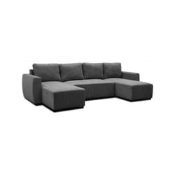 Canapé d'angle convertible panoramique pharell 5/6 places - Tissu velours côtelé anthracite - Coffre de rangement - L297xP155