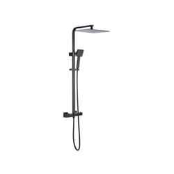 Colonne de douche OCEANIC - Mitigeur thermostatique corps froid - Pomme haute carrée 30x30 cm - Noir mat