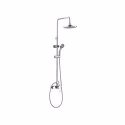 Tete de douche orientable, Ø 207 mm, ABS chromé, picots anticalcaire - Bras de douche 0,82 m a 1,37 m et Ø 20 mm et Ø 24 mm,  ...