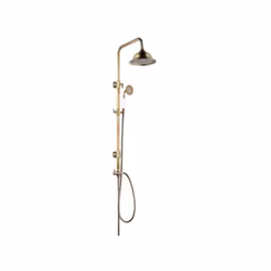 Cette colonne de douche rétro ROUSSEAU est équipée d'une tete de douche orientable de Ø 205 mm en inox avec picots anticalcai ...
