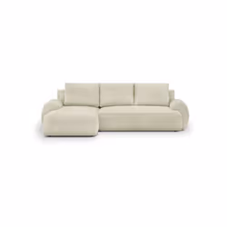 Canapé d'angle convertible gauche avec coffre de rangement coloris beige - Structure en pin massif FSC, panneau de particules ...